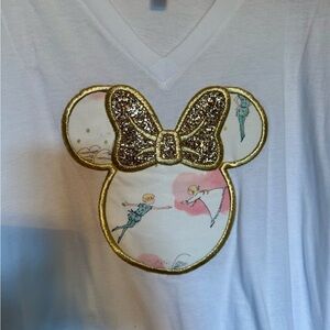 Bella Canvas White Long Sleeve Tee with Gold and Pink Accents